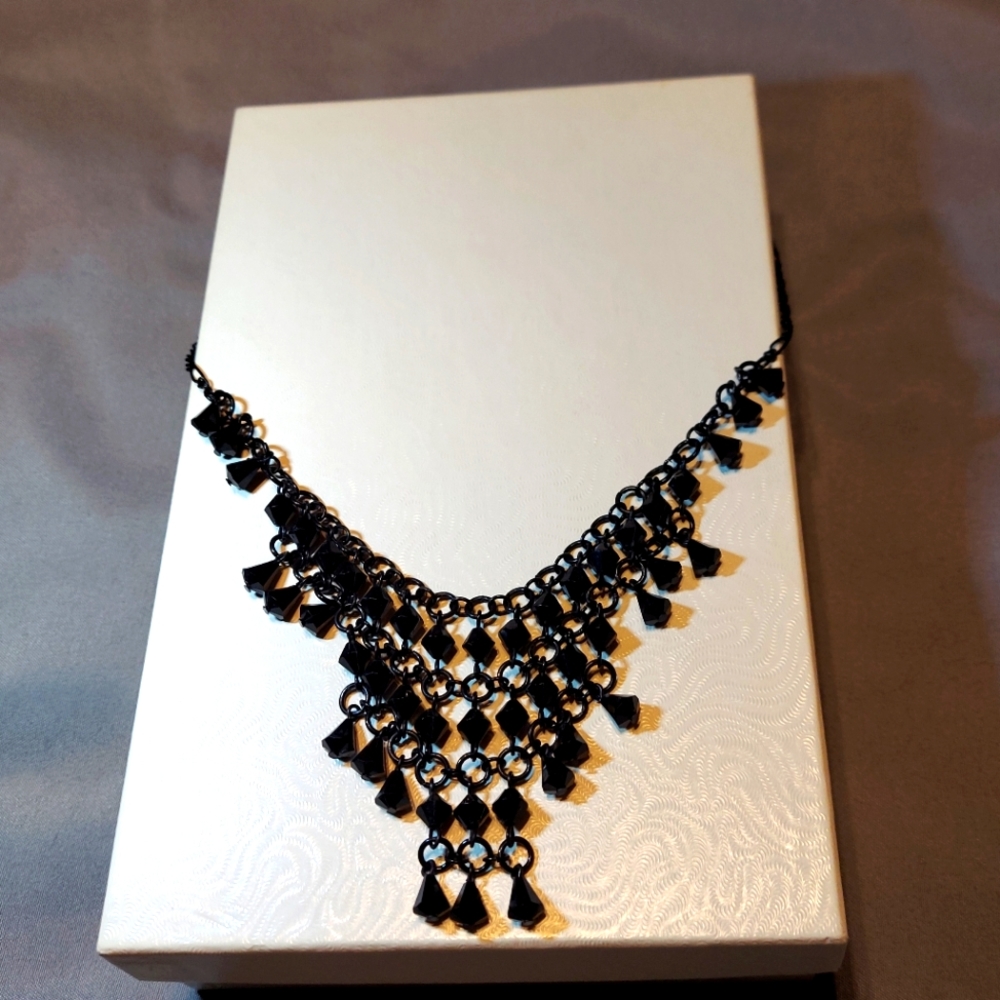 Black costume jewelry necklace